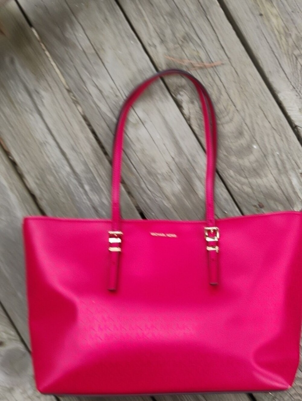 Michael Kors Hot Metallic Pinkish Red ClothTote - Picture 9 of 12